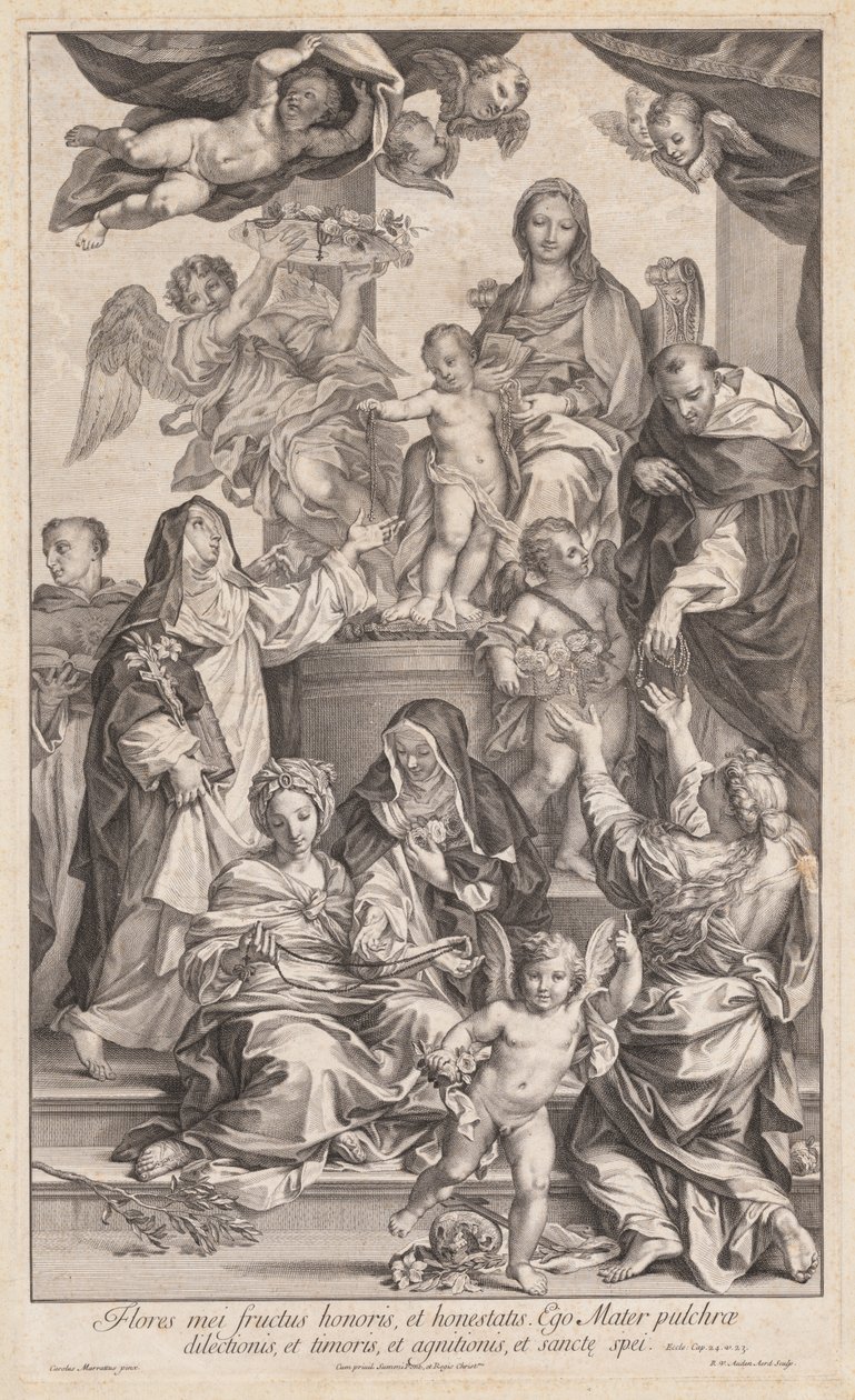 Jomfru og barn med hellige, ca. 1720-1730. af Robert van Audenaerd