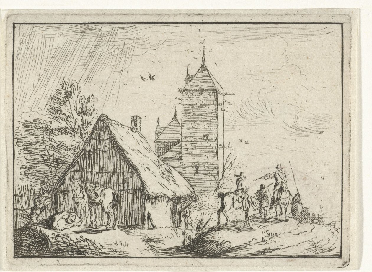 Ryttere ved et tårn Landskaber med lejre (serietitel) af Robert van den Hoecke