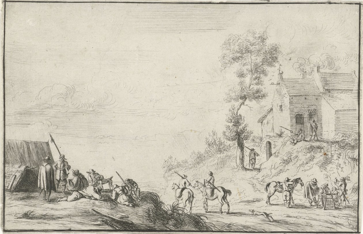 Soldater ved en vej af Robert van den Hoecke