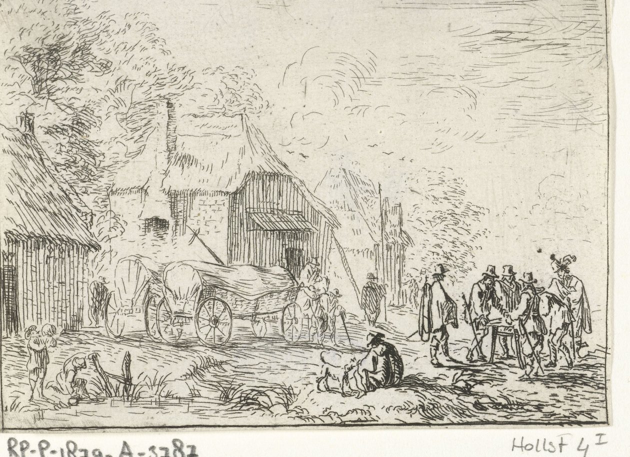 Soldater ved to vogne Landskaber med lejre (serietitel) af Robert van den Hoecke