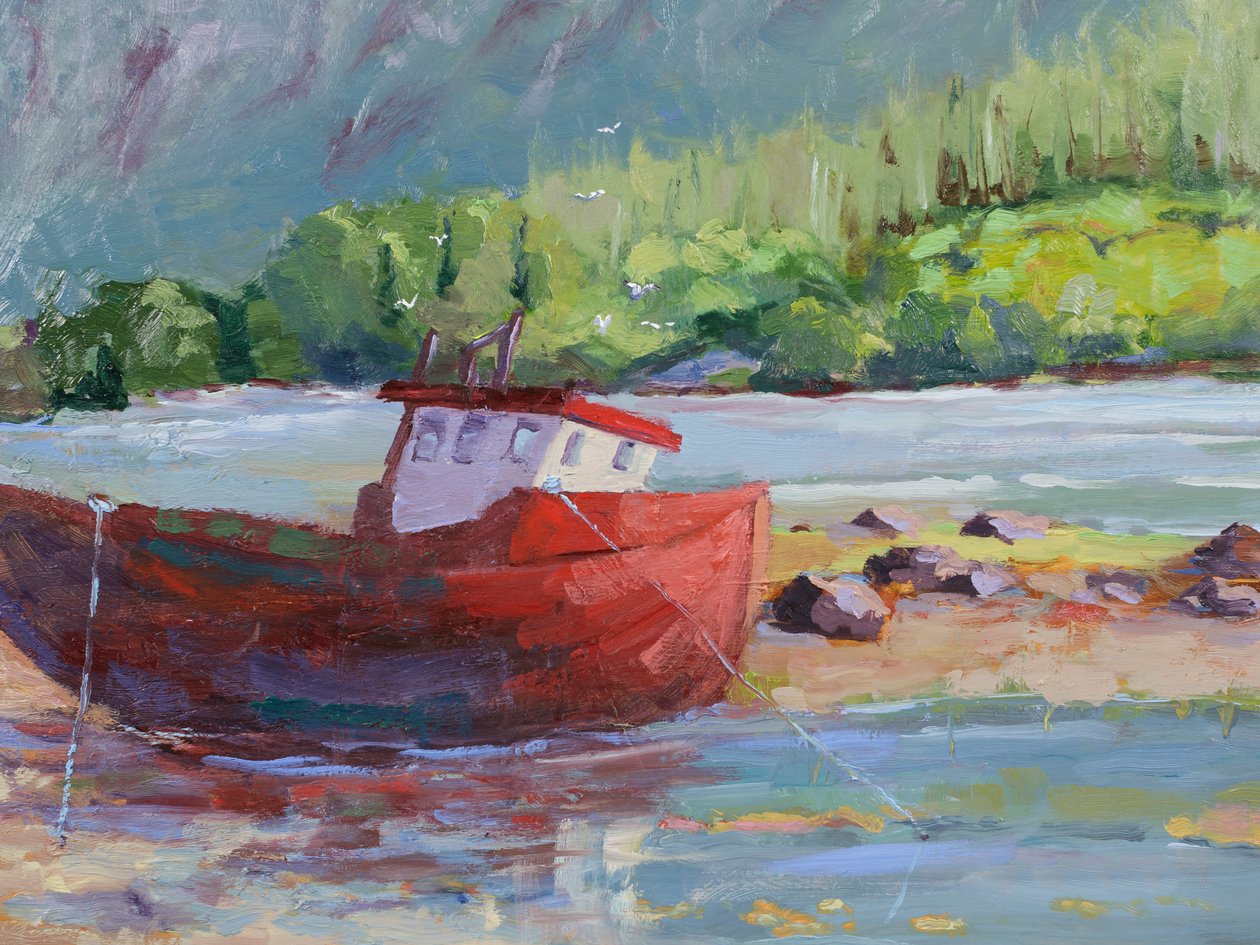 Beached, 2023 (olie på panel) af Roberta Murray