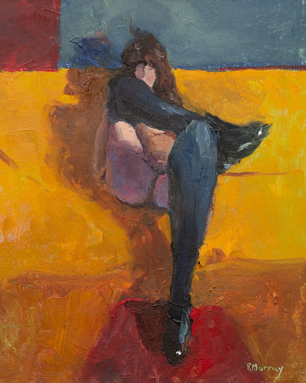 Black Stockings, 2023 (olie på papir) af Roberta Murray