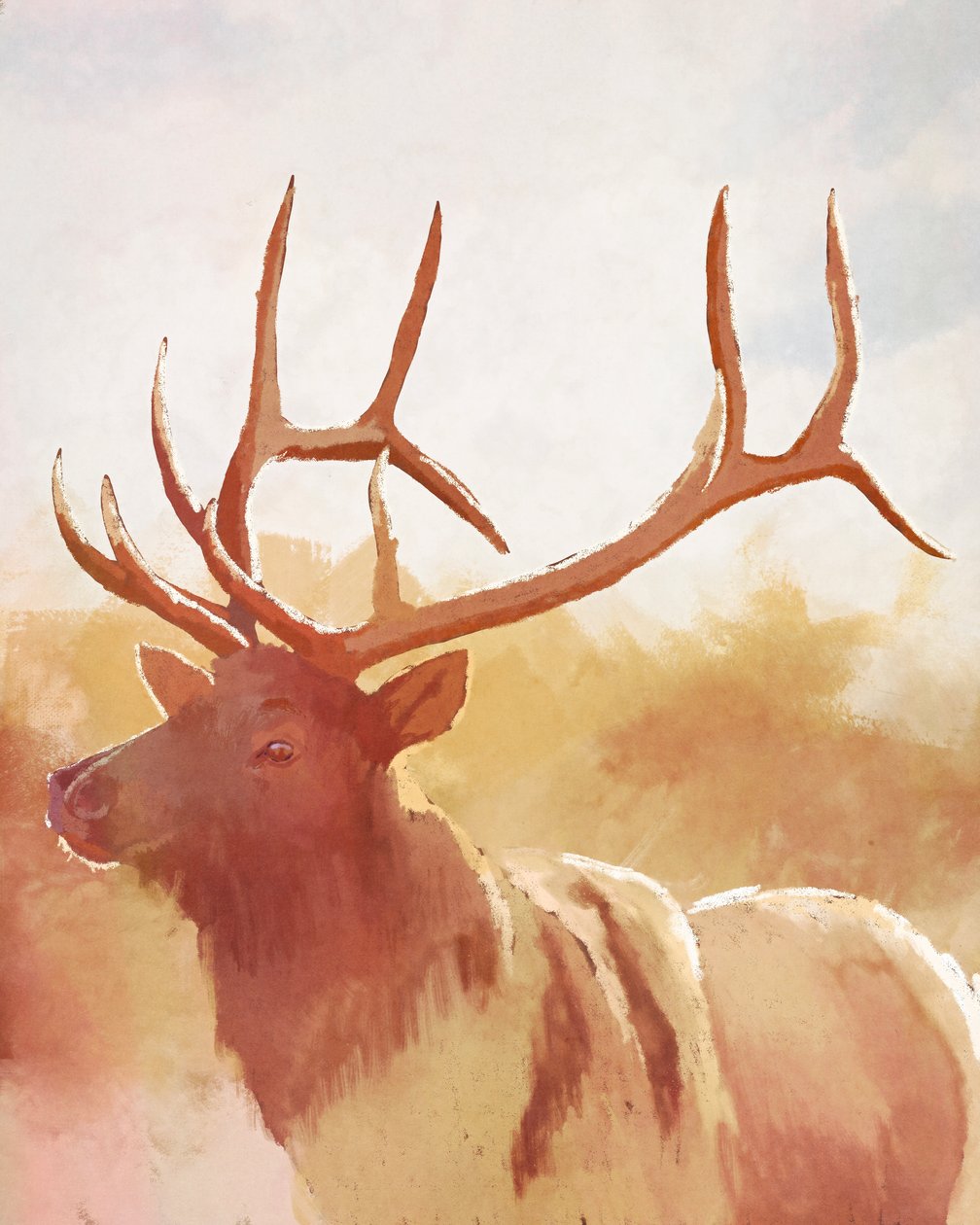 Bull Elk, 2023 (digital) af Roberta Murray