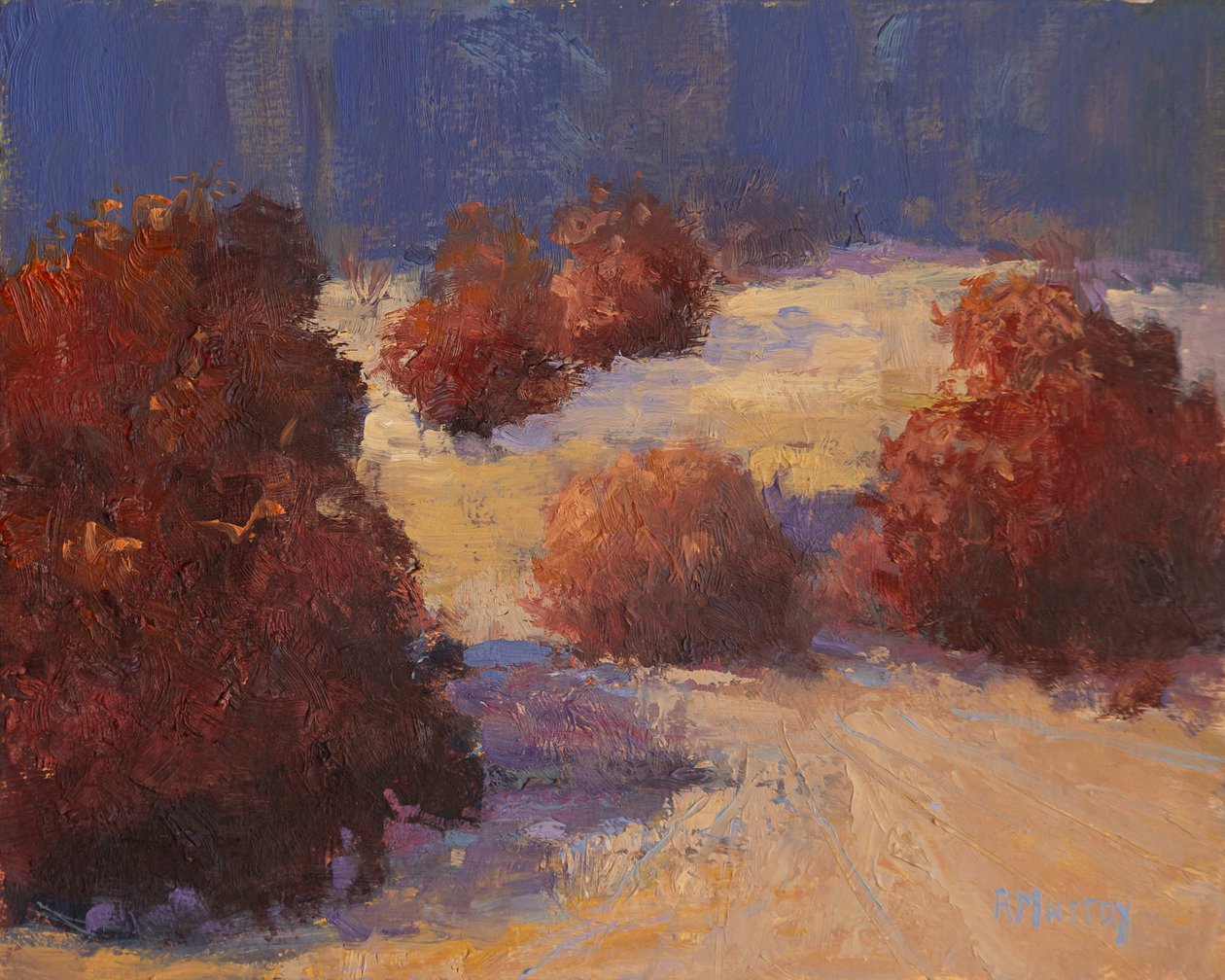 Winter Willows, 2023 (olie på panel) af Roberta Murray