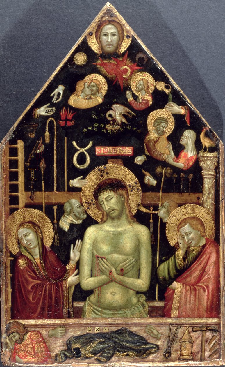 The Man of Sorrows, ca. 1354 (tempera og bladguld på panel) af Roberto d Oderisi