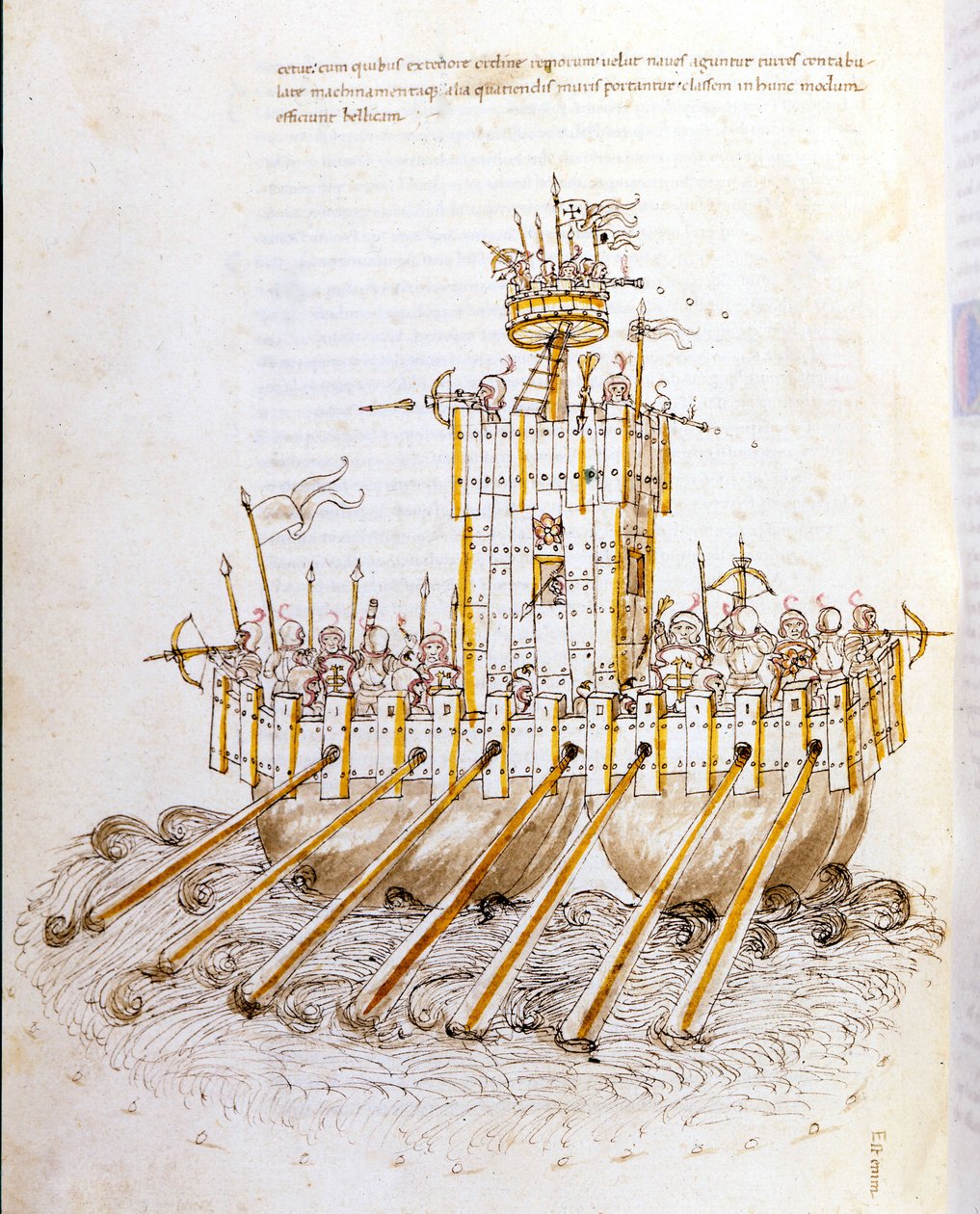 Krigskunst: undersøgelse af militærmaskineri, model af slagskibsslagskib. illustration fra 