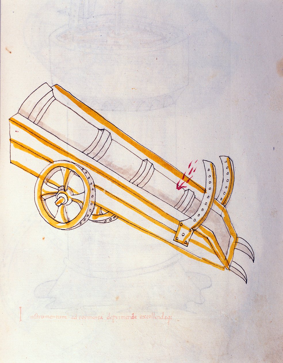 Krigskunst: undersøgelse af militærmaskineri. Canon poserer på sit ur, illustration fra 