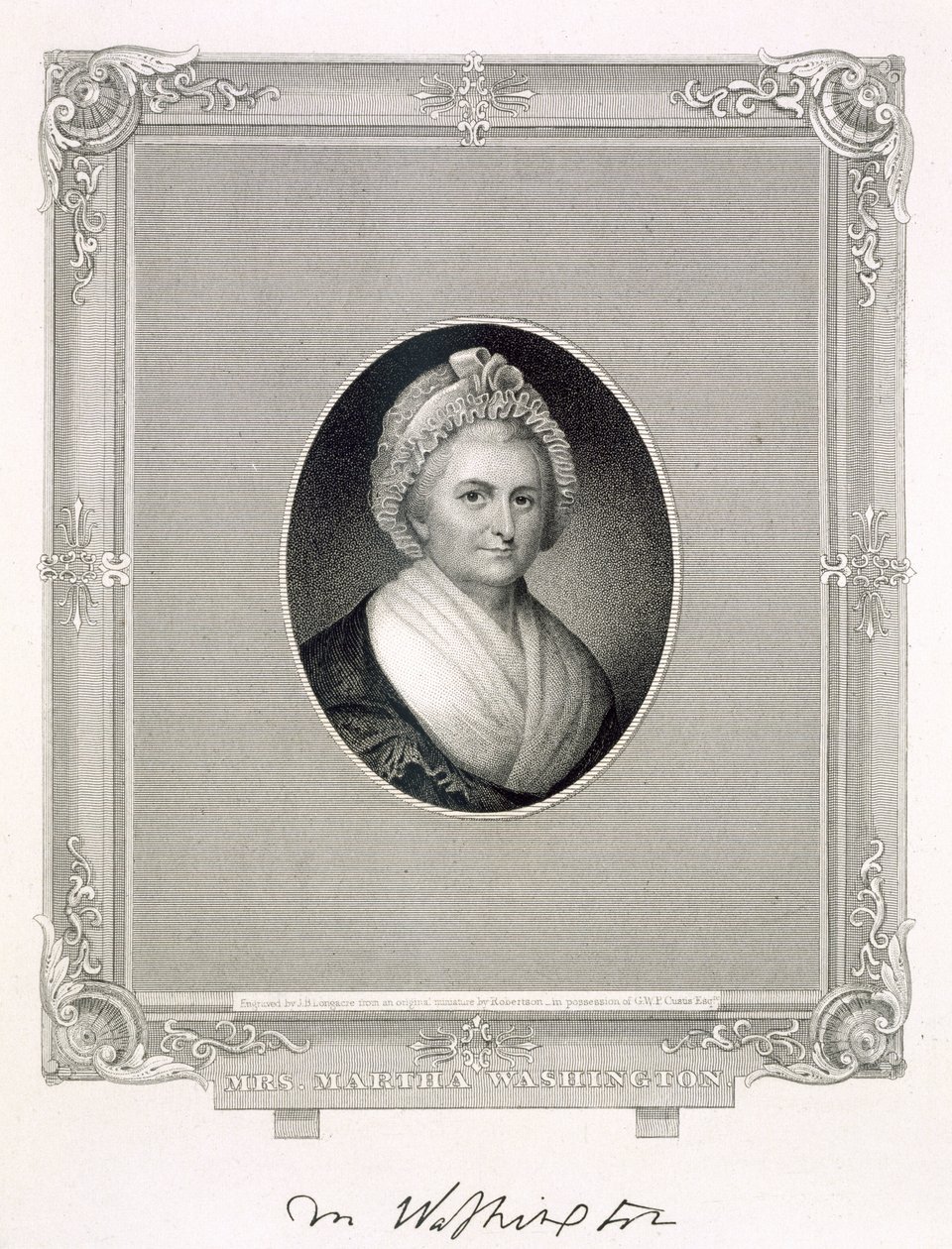 Martha Washington, graveret af James Barton Longacre (1794-1869) af Robertson