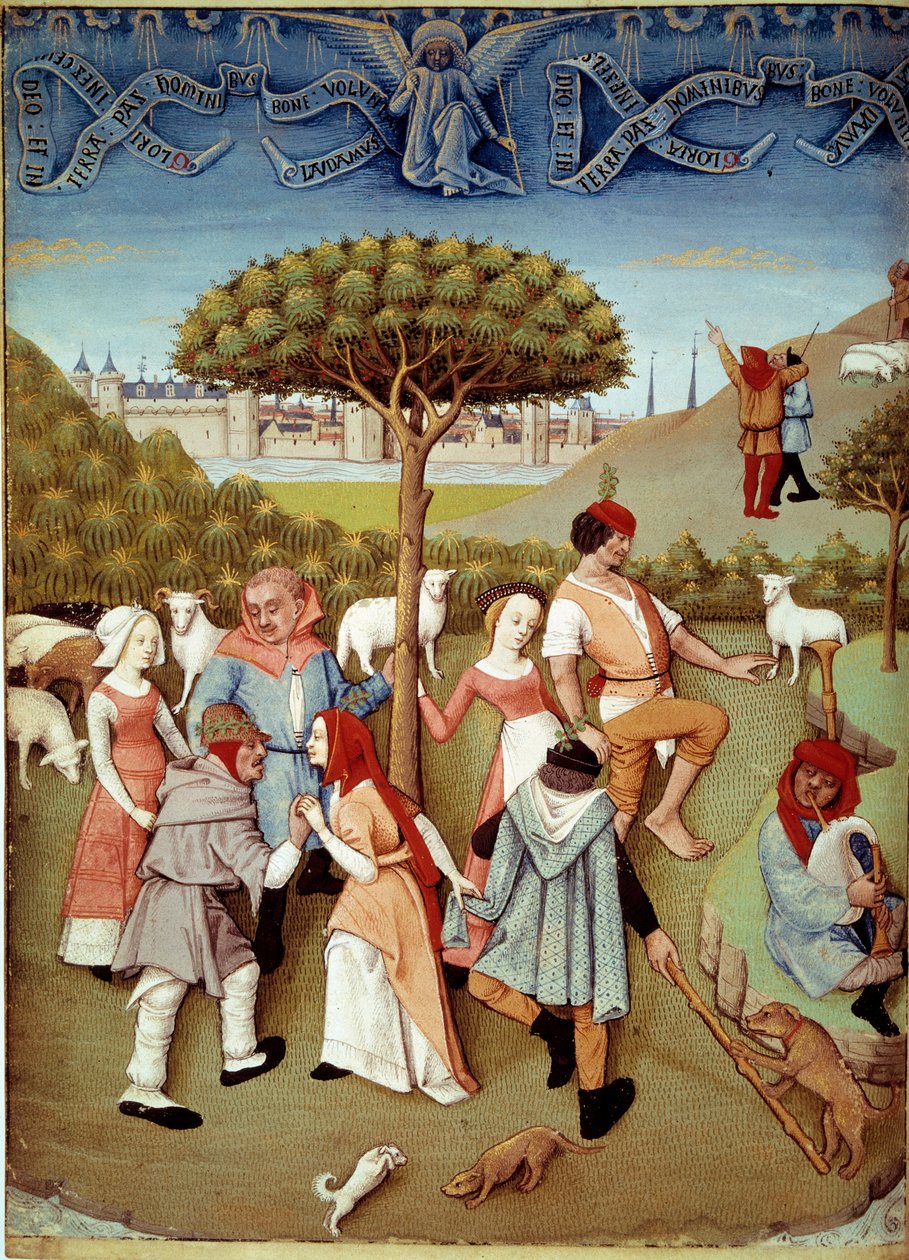 Champetredans Meddelelsen til hyrderne. Miniature taget fra "" Book of Hours af Charles d