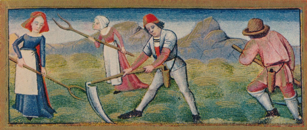 juni - græsslåning, 1400-tallet, 1939. af Robinet Testard
