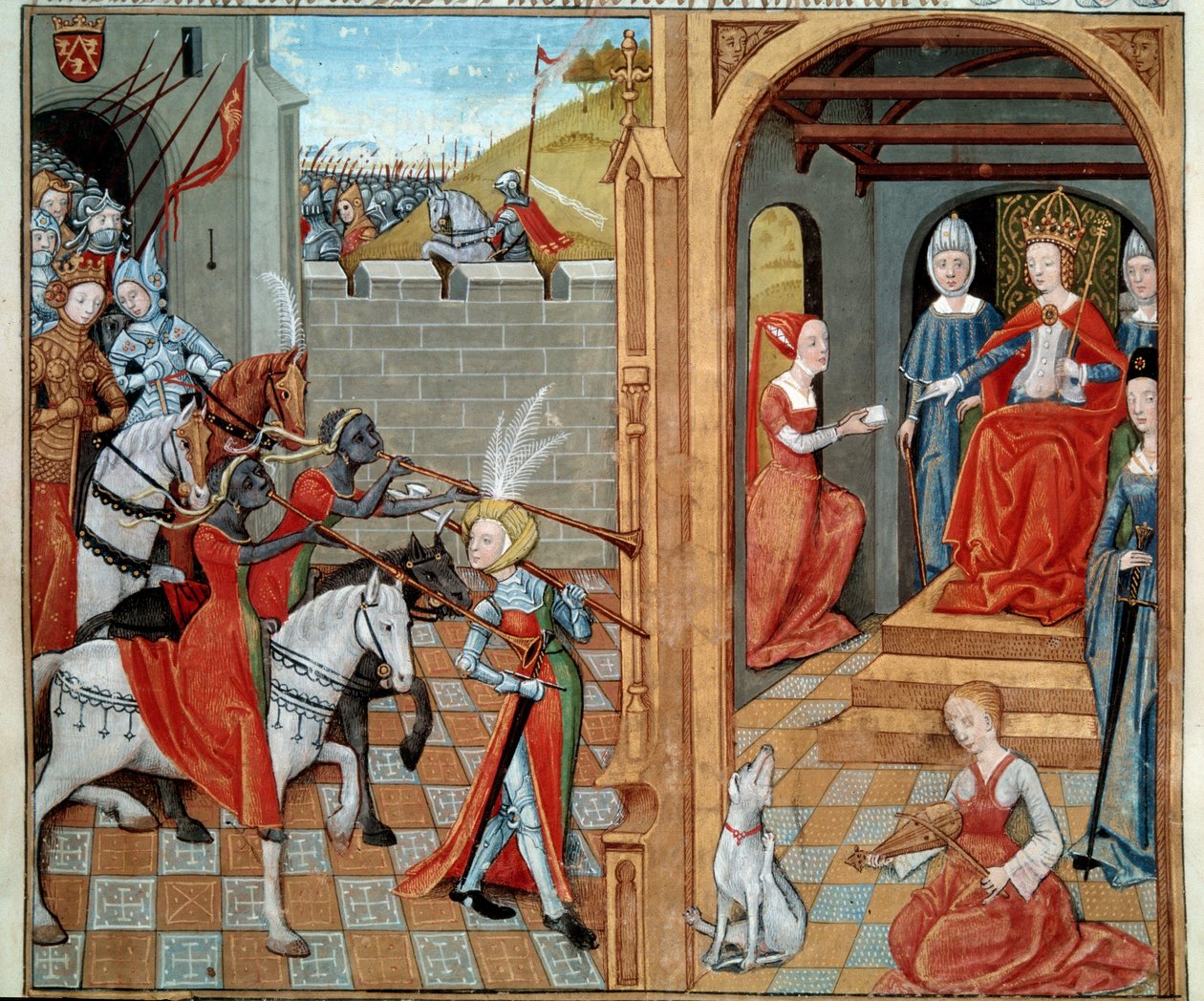Amazonerne har hof af en dronning sandsynligvis Louise af Savoyen (1467-1531) Miniature fra manuskriptet fr. 22971 "" Secret de l