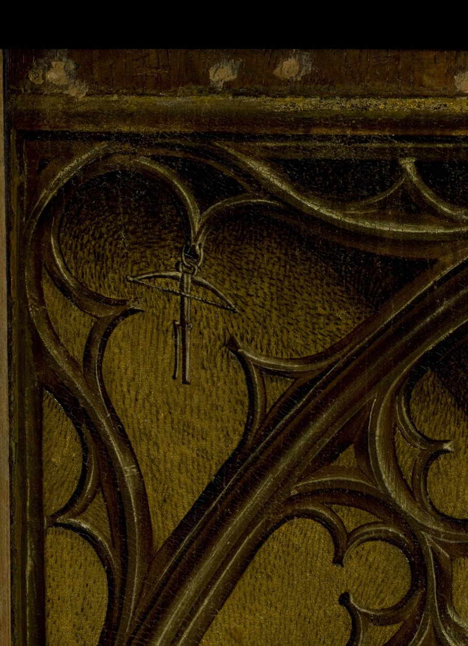 Detaljer om muren i hoveddelen af ​​nedstigningen fra korset af af Rodgier van der Weyden
