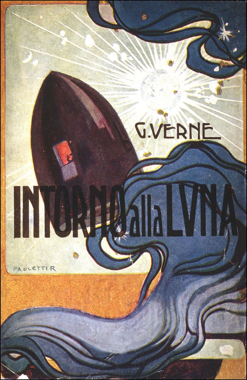 Dække over. syg. af Intorno alla luna (Fra Jord til Måne) af Jules Verne af Rodolfo Paoletti