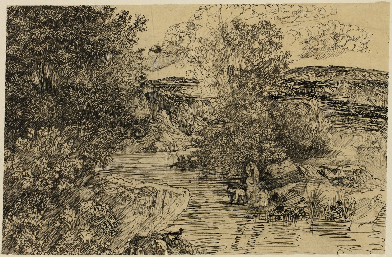 Badende i en bæk af Rodolphe Bresdin