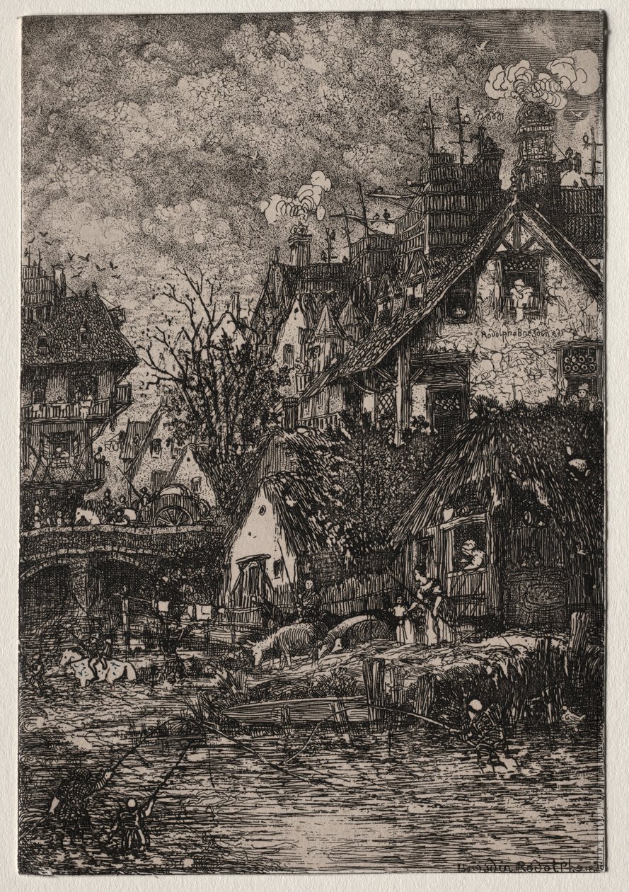 Indgang til en landsby, 1861. af Rodolphe Bresdin