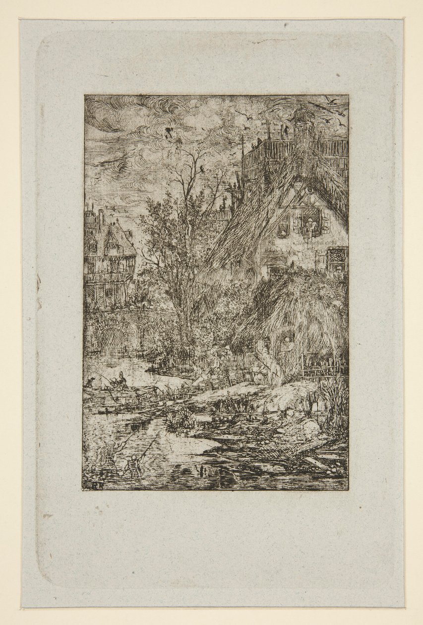 Entree de Village (stråtækte hytter) af Rodolphe Bresdin
