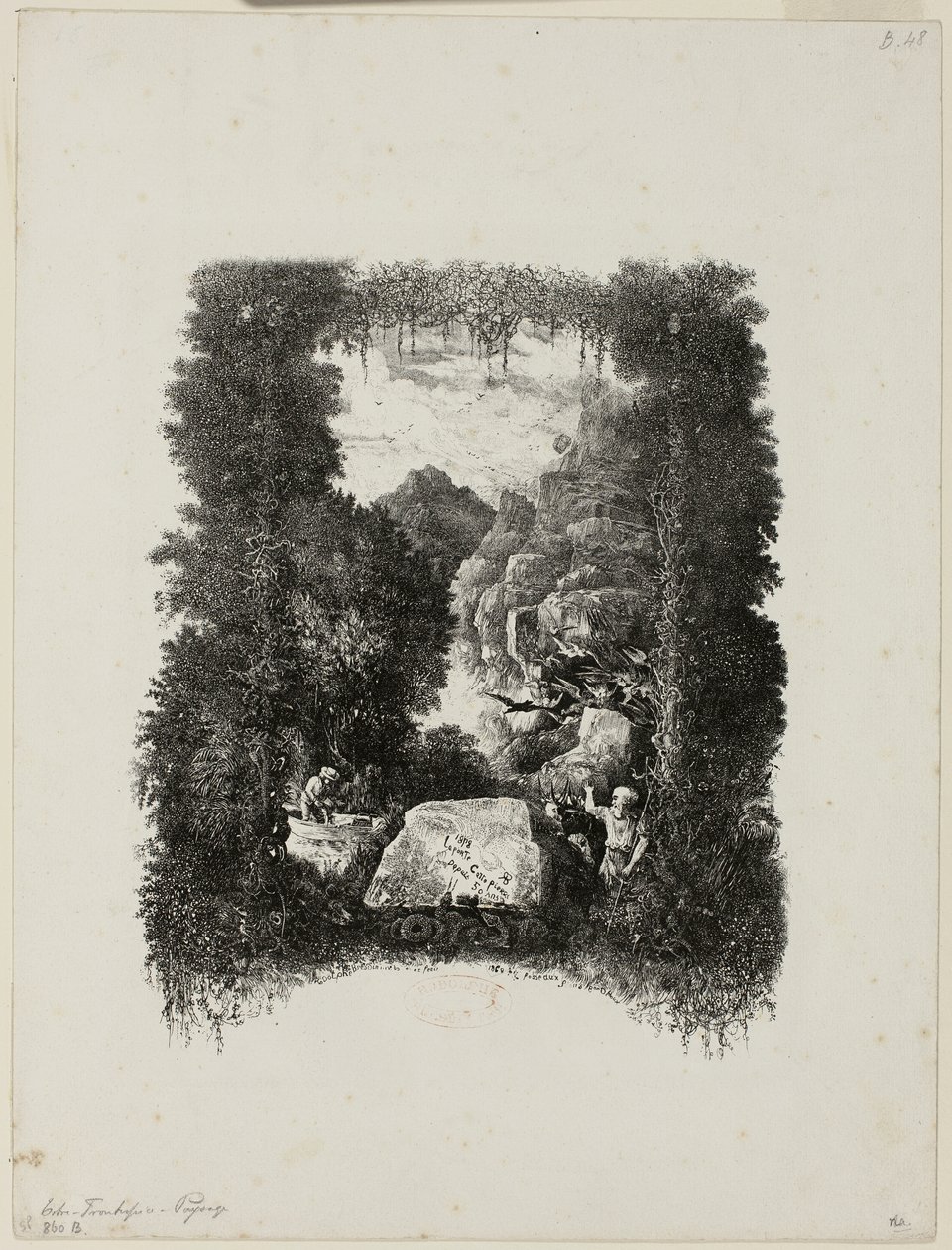 Frontispice for fabler og fortællinger af Hippolyte de Thierry-Faletans af Rodolphe Bresdin