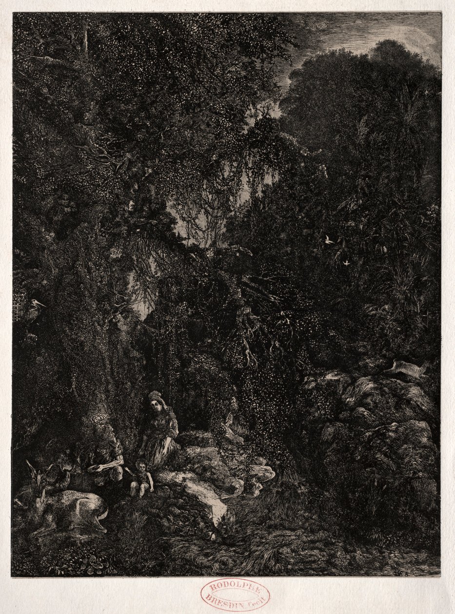 Hellig Familie med Hjorte, 1871. af Rodolphe Bresdin