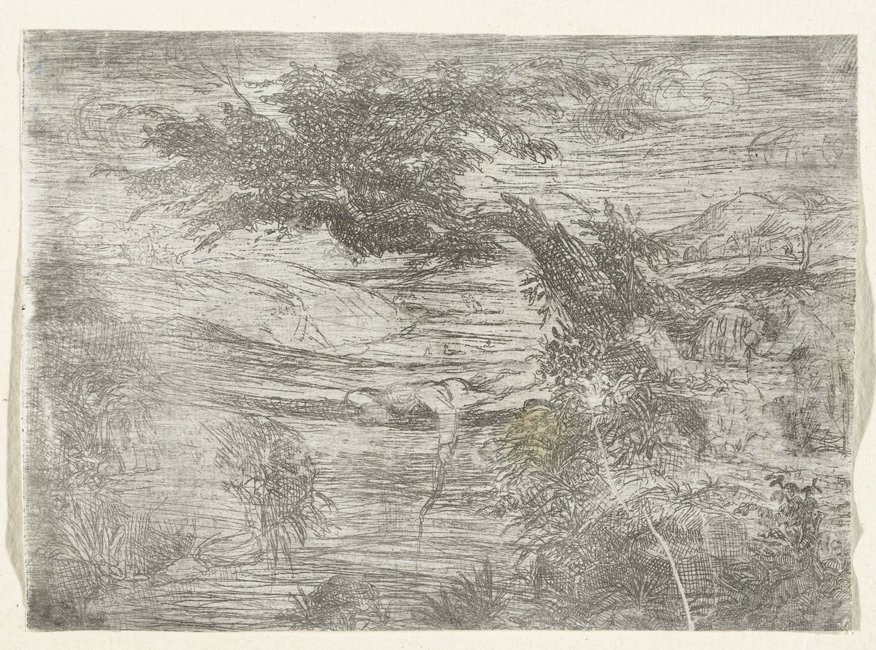 Landschap sætter skrue Fiskeren på broen af Rodolphe Bresdin