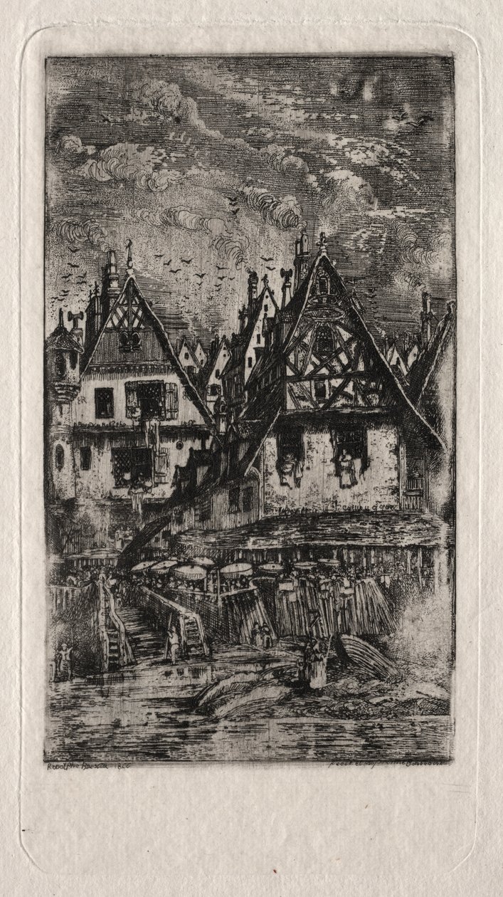 Markedsplads med parasoller af Rodolphe Bresdin
