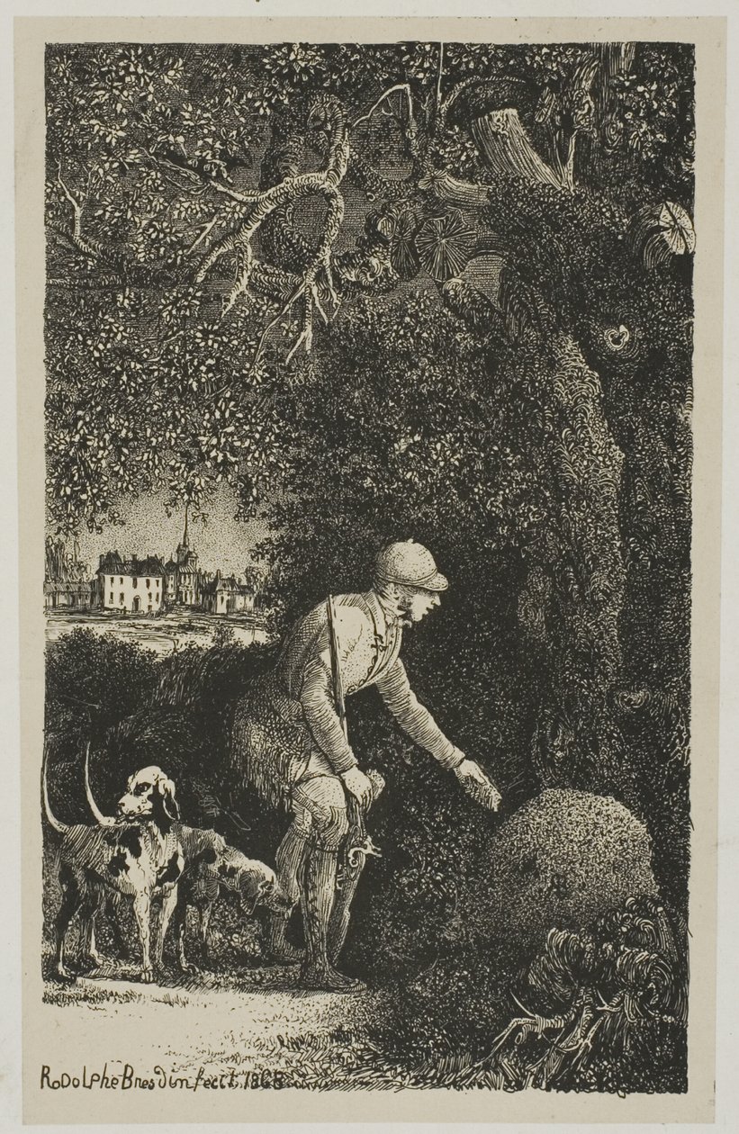 Diplomaten og myretuen, illustration til fabler og fortællinger af Hippolyte de Thierry-Faletans af Rodolphe Bresdin