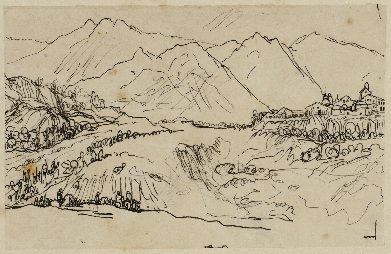 Landsby i bjerge af Rodolphe Bresdin