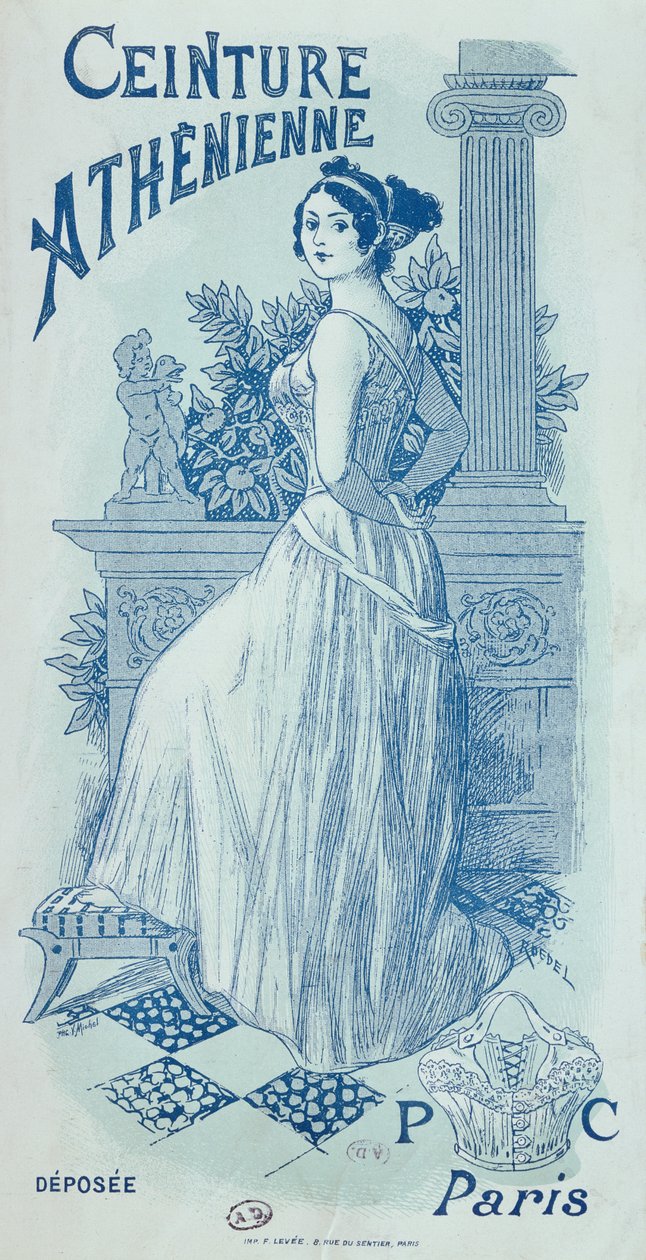 Reklame for "Ceinture Athenienne", en tidlig model af bh, ca. 1895 af Roedel