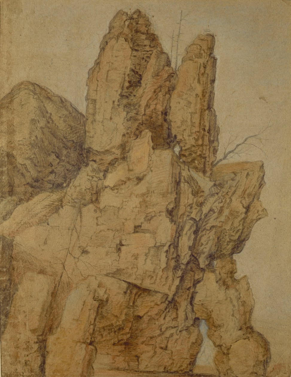 Rocky Mountain (pastel og kridt på papir) af Roelandt Jacobsz. Savery