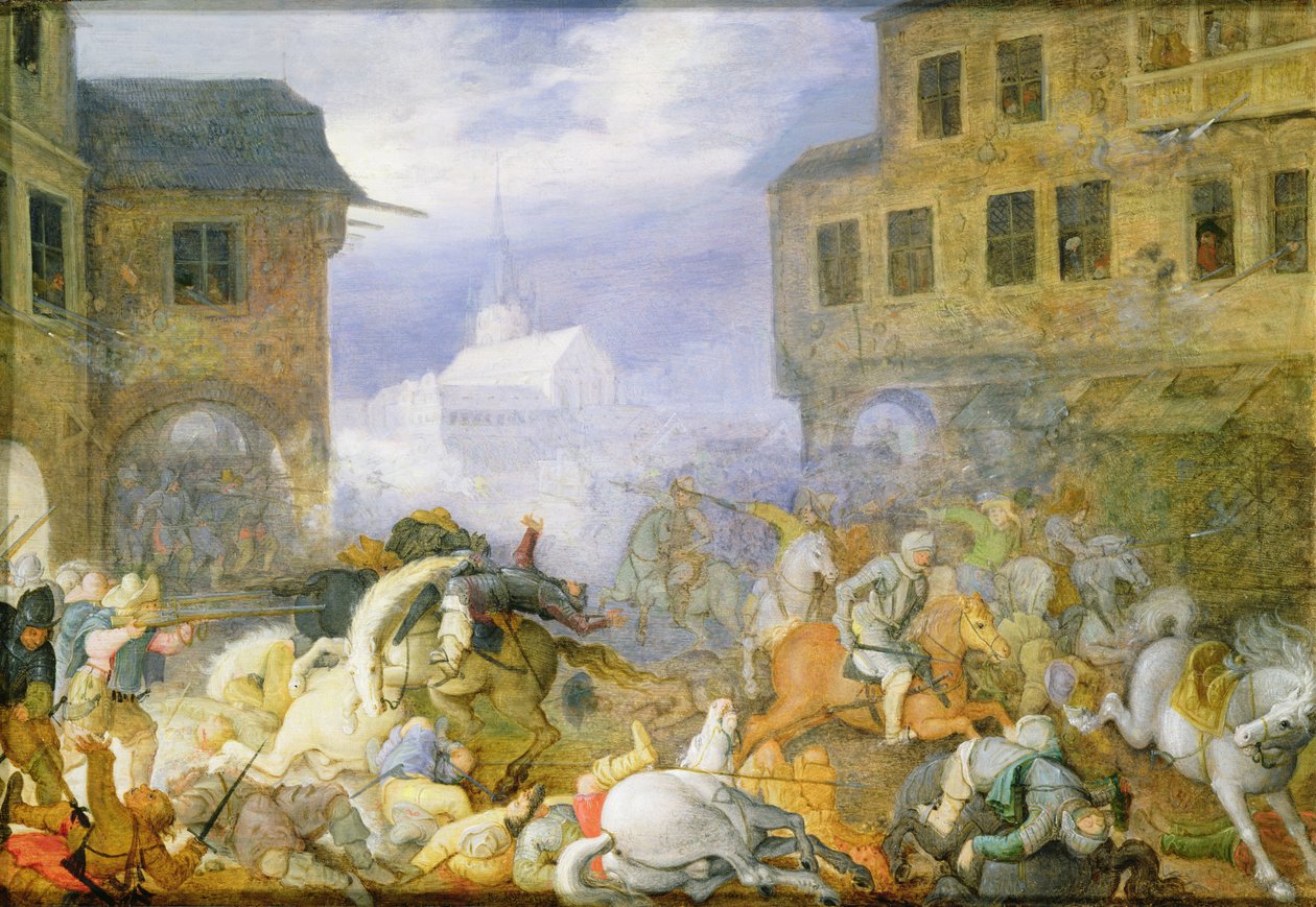 Gadeslag i Malostranske Namesti (Kleinseite Platz) i Prag, 15. februar 1611, dateret 1611 af Roelandt Jacobsz. Savery