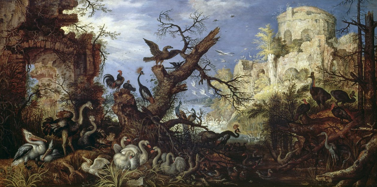 Landskab med fugle af Roelandt Jacobsz. Savery