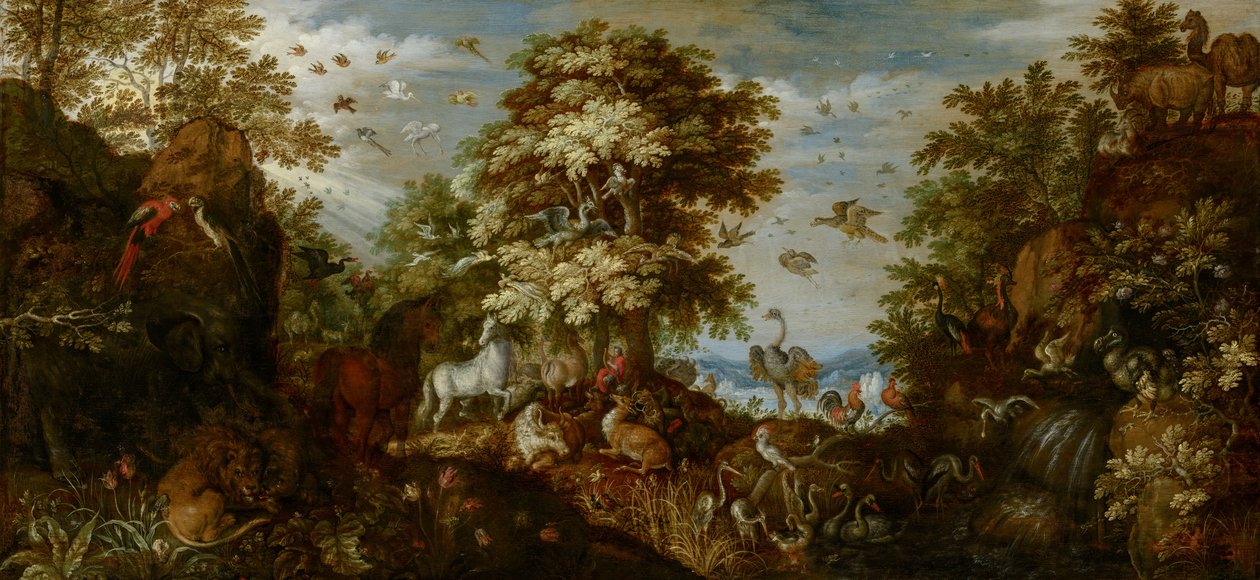 Orpheus charmerer dyrene med sin musik, 1627 af Roelandt Jacobsz. Savery