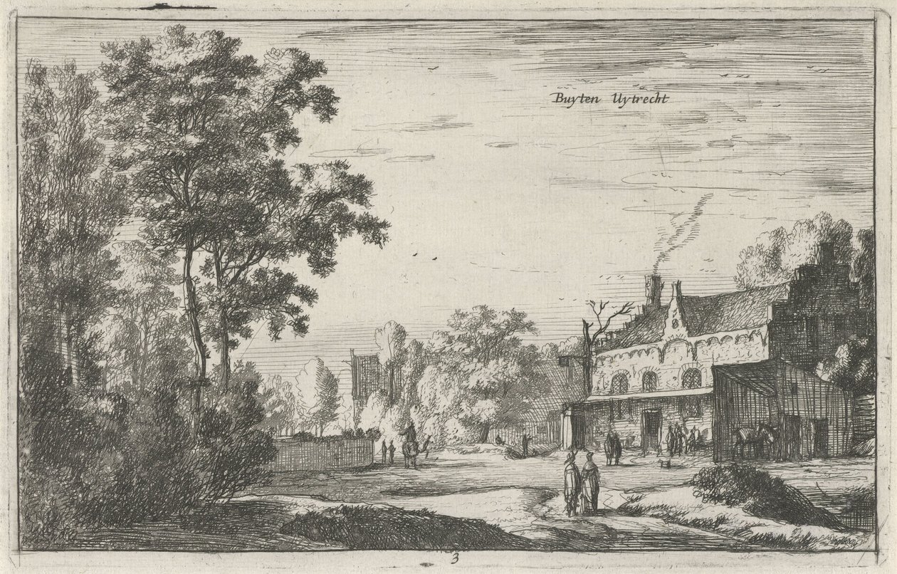 Ansigt i Utrecht Buyten Uytrecht (titel på objekt) Landskaber i det nordlige Holland (Roelant Roghman) (serietitel) af Roelant Roghman