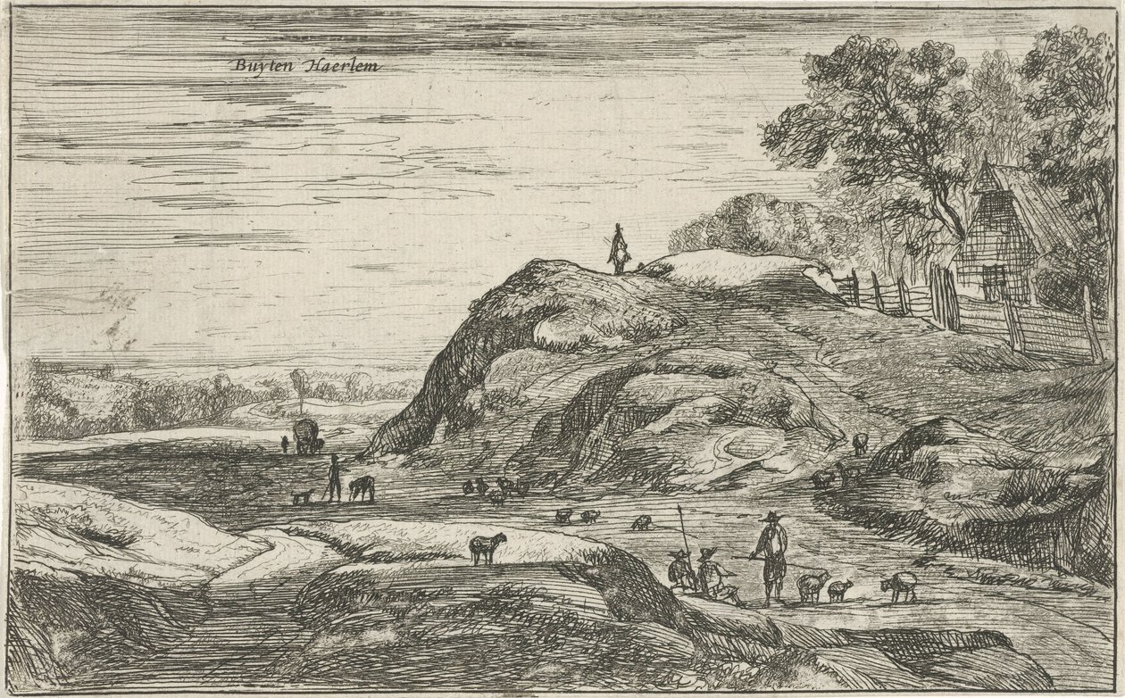 Ansigt udenfor Haarlem Buyten Haerlem (titel på objekt) Landskaber i det nordlige Holland (Roelant Roghman) (serietitel) af Roelant Roghman