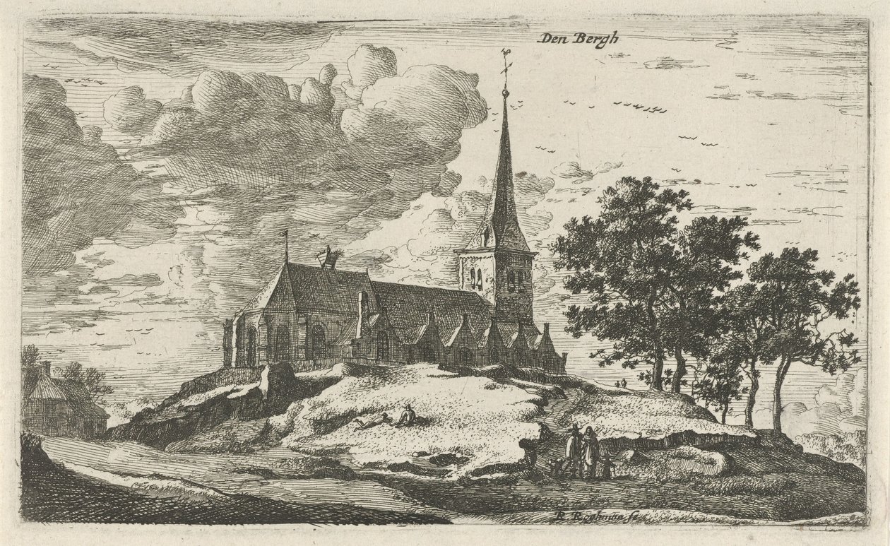 Kirke i Nederhorst den Berg Den Bergh (titel på objekt) Landsbyscener i det nordlige Holland (serietitel) af Roelant Roghman