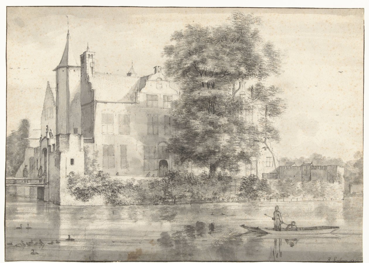 Udsigt over Huis te Rhoon, set fra syd af Roelant Roghman