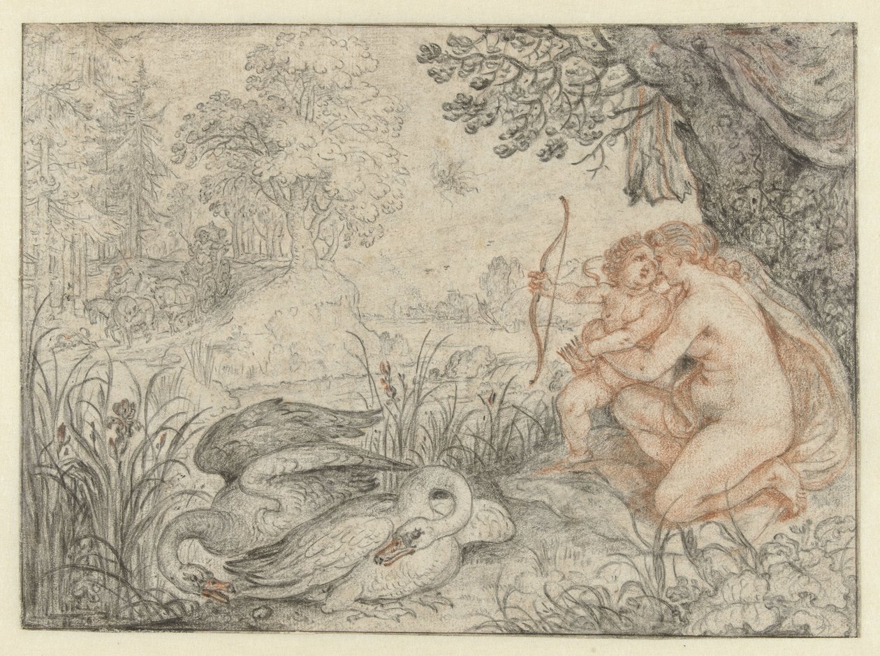 Venus opfordrer Amor til at skyde sin pil mod Pluto Venus beder Amor om at skyde sine pile mod Pluto af Roelant Savery