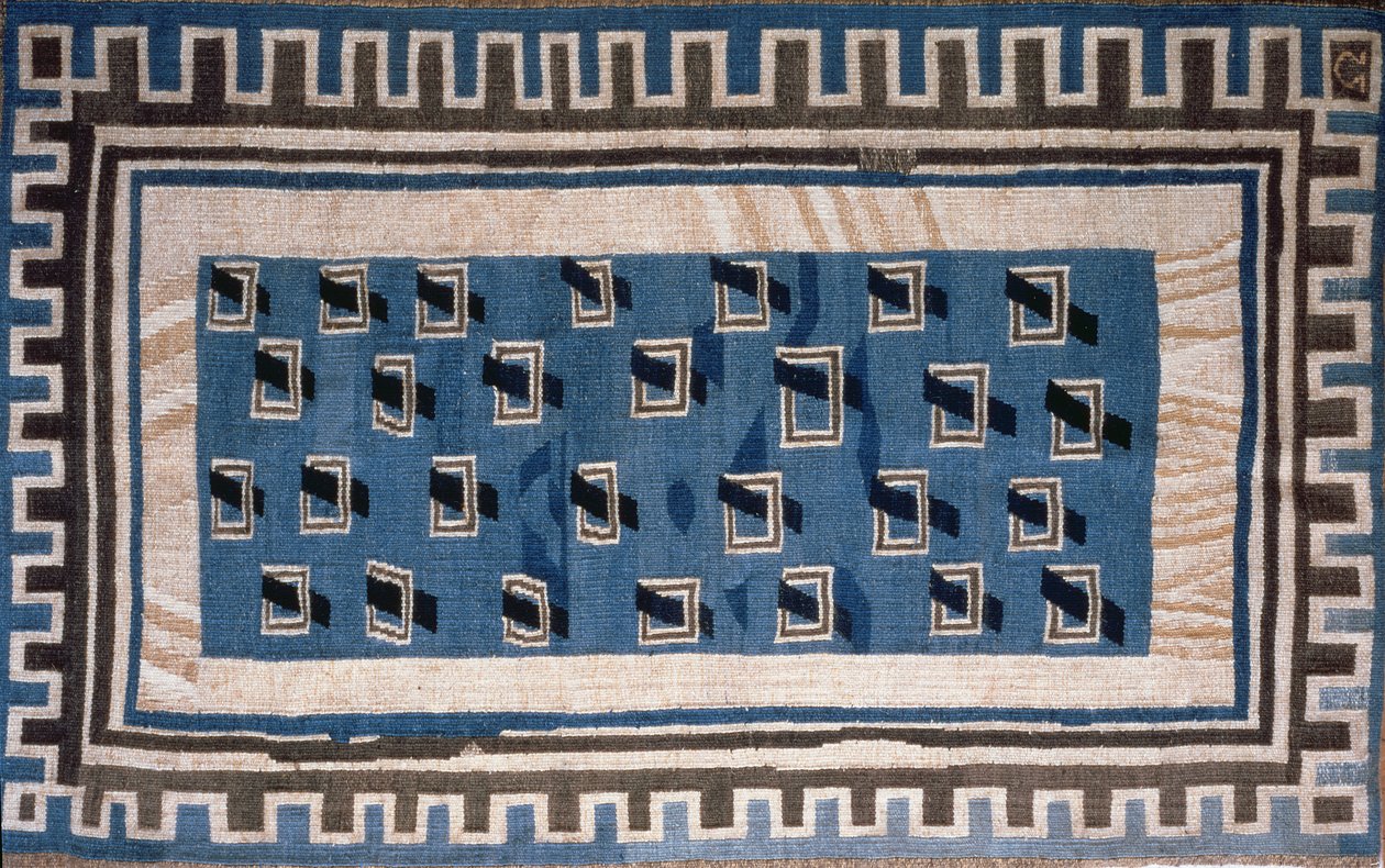 Reproduktion af et tæppedesign til Omega-værkstedet (tekstil) af Roger Eliot Fry