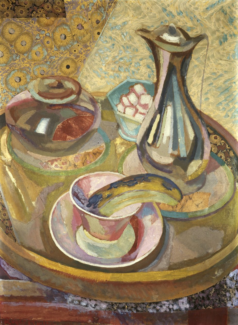 Stilleben med kaffekande, 1915 (collage, gouache, olie på pap) af Roger Eliot Fry