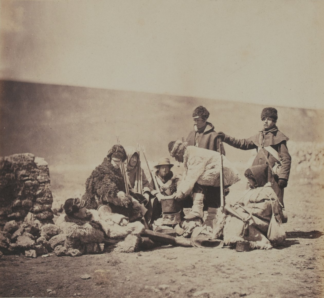 Gruppe af 47th (Lancashire) Regiment of Foot, fra et album med 52 fotografier forbundet med Krimkrigen, 1855 af Roger Fenton