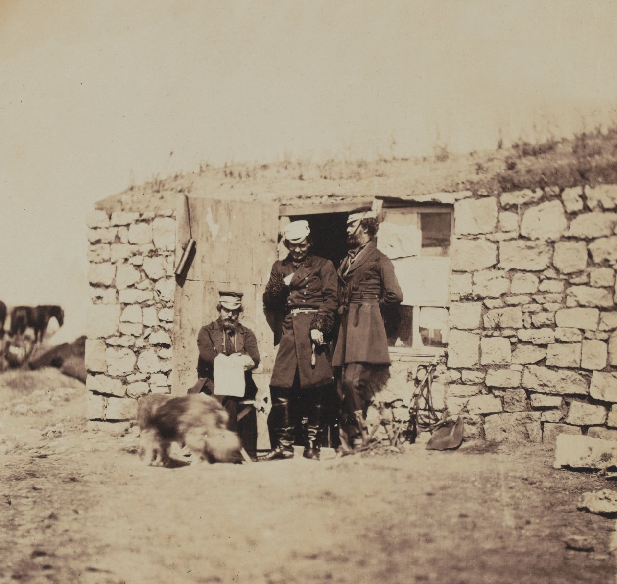 Officerer i staben hos generalløjtnant Sir Richard England, fra et album med 52 fotografier forbundet med Krimkrigen, 1855 af Roger Fenton