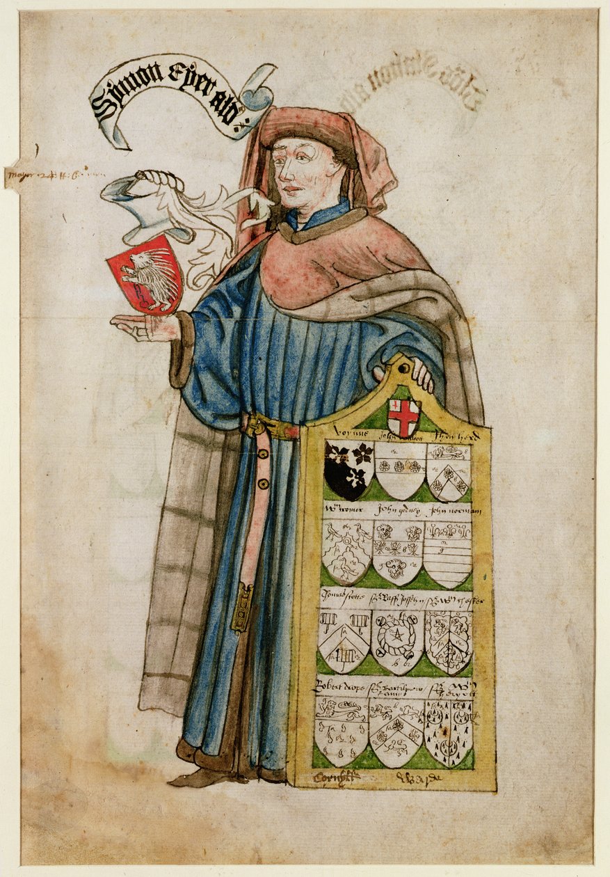 Simon Eyre i en af Londons rådmænds klæder, ca. 1450 (wc på papir) af Roger Leigh