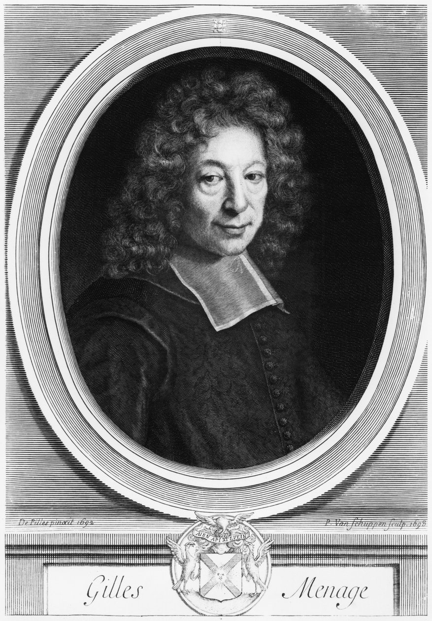 Gilles Menage, 1692, graveret i 1698 af Pierre Louis van Schuppen (1627-1702) af Roger de Piles