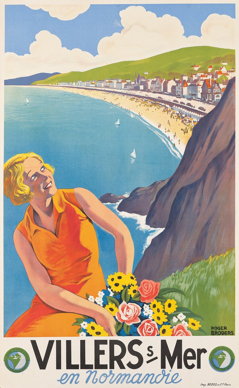 Reklameplakat for Villers-sur-Mer, ca. 1930 (farvelitografi) af Roger Broders