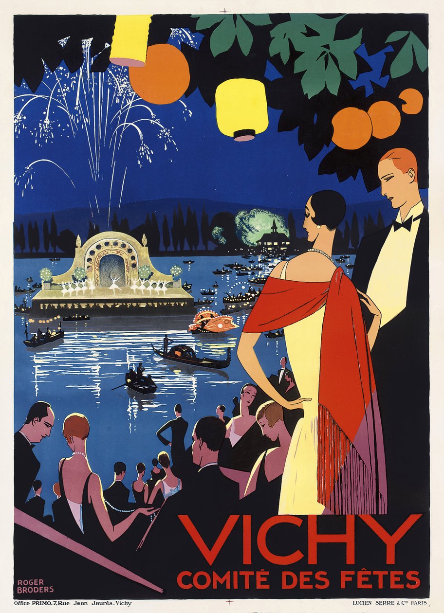 Plakat med reklame for Vichy, Frankrig, ca. 1930 (farvelitografi) af Roger Broders