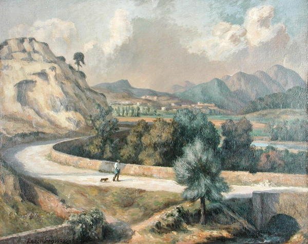 Italiensk landskab, ca. 1922-25 (olie på lærred) af Roger Eliot Fry