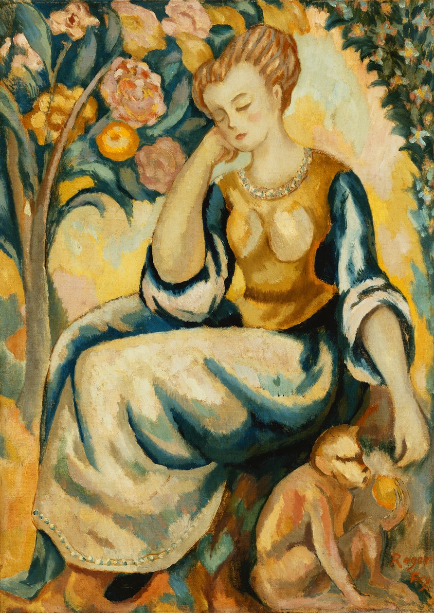 Dame med en abe, ca. 1917 af Roger Eliot Fry