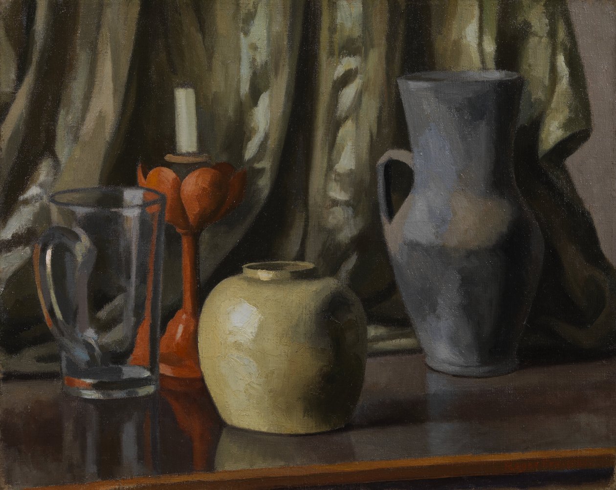 Stilleben med stearinlys og lerkrukker, 1921 af Roger Eliot Fry
