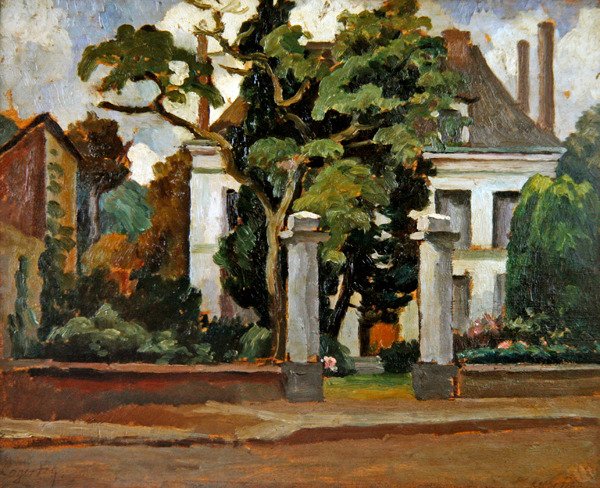 Suburban House (olie på panel) af Roger Eliot Fry