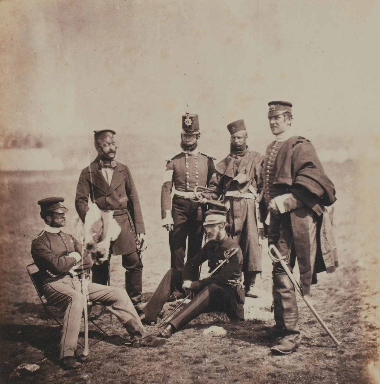 Brigadegeneral Charles Thomas Van Straubenzee (1812-92) og officerer fra Buffs, fra et album med 52 fotografier med tilknytning til Krimkrigen, 1855 af Roger Fenton