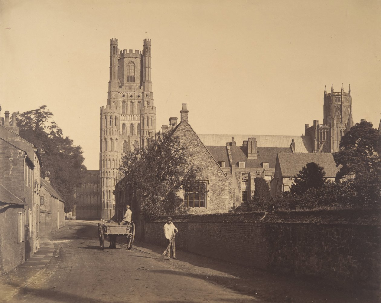 Ely Cathedral, fra Grammar School, 1857. af Roger Fenton
